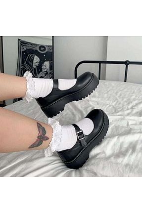 کفش آکسفورد مشکی زنانه چرم مصنوعی DENİKK - کد 879038637