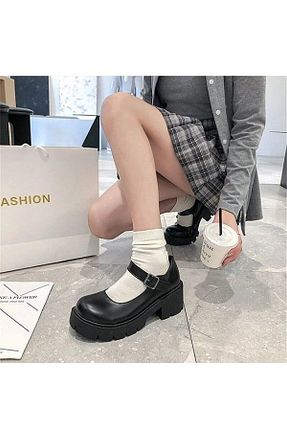 کفش آکسفورد مشکی زنانه چرم مصنوعی DENİKK - کد 879038637