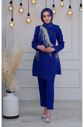 ست بالاتنه و پائین تنه حجاب سرمه ای زنانه رگولار Ribas Collection - کد 844142843