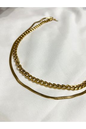 گردنبند استیل ( فولاد ) طلائی زنانه استیل (فولاد) EL YAPIMI - کد 879071165