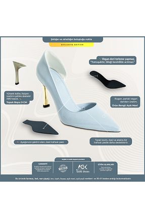 کفش استایلیتو آبی پاشنه نازک Güllü Shoes - کد 701472130