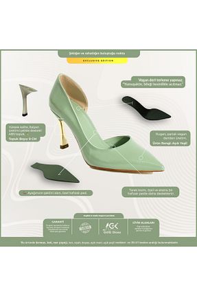 کفش استایلیتو سبز پاشنه نازک Güllü Shoes - کد 701472124