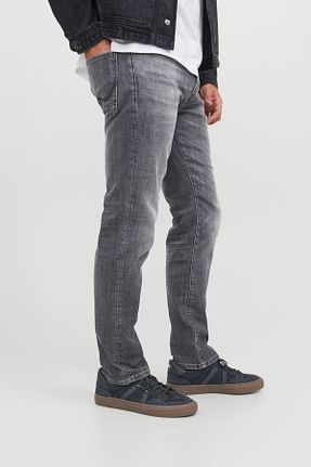 شلوار جین طوسی مردانه پاچه تنگ Jack & Jones - کد 792307360