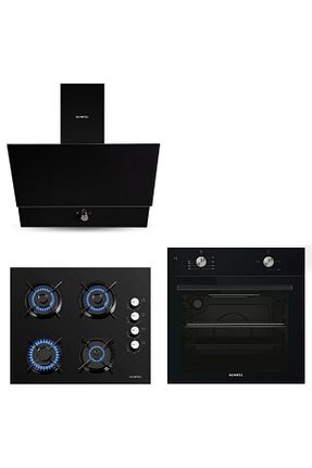 ست هود و اجاق گاز مشکی گارانتی نمایندگی رسمی KUMTEL - کد 4498527