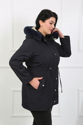 کاپشن سایز بزرگ سرمه ای زنانه سایز بزرگ By Alba Collection - کد 879193010
