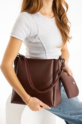 کیف دوشی زرشکی زنانه چرم مصنوعی NWR BAGS - کد 879198007