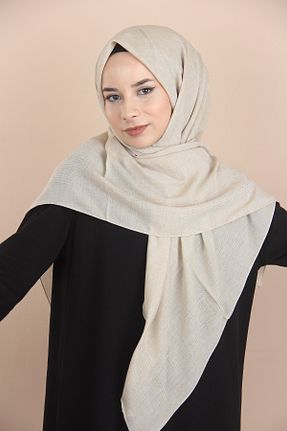 روسری بژ پنبه ای Sima - کد 750898223