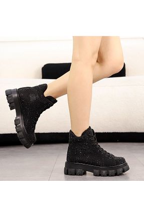 بوت / نیم بوت مشکی زنانه چرم مصنوعی Cananın Pabuçları - کد 879224061