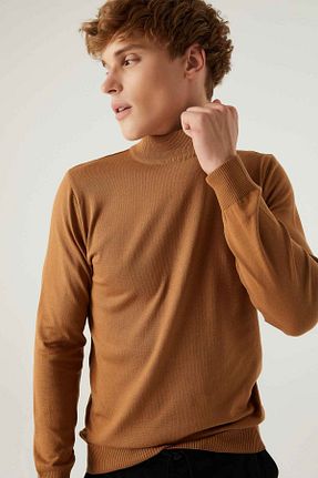 پلیور قهوه ای مردانه ساده D