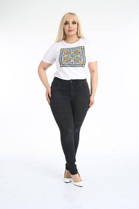 شلوار جین مشکی زنانه پاچه تنگ ASSO - کد 877857255