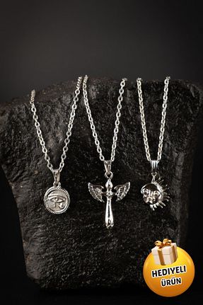گردنبند جواهر زنانه روکش نقره Piercing Market Steel & Silver - کد 869919266
