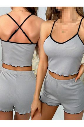 ست لباس راحتی طوسی زنانه ساده AŞAR MODA TEKSTİL - کد 879243541