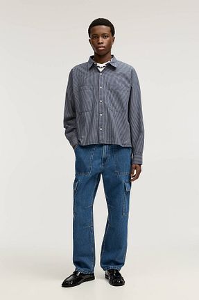شلوار جین آبی مردانه پاچه ساده Pull & Bear - کد 879239832