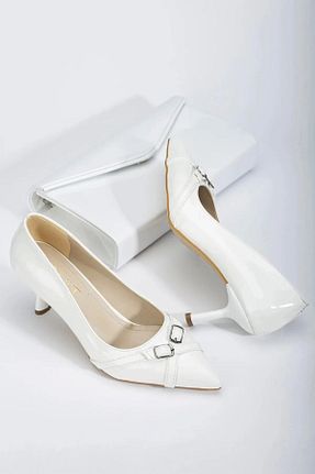 کفش پاشنه بلند کلاسیک سفید زنانه چرم لاکی mermaid shoes - کد 879293094
