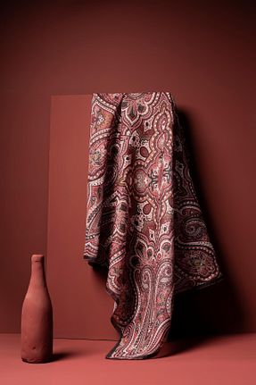 روسری زرشکی پلی استر JAWEL - کد 879290619