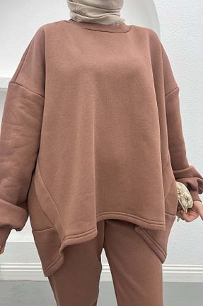 ست بالاتنه و پائین تنه قهوه ای زنانه بافتنی Pardesü Dünyası - کد 879301089