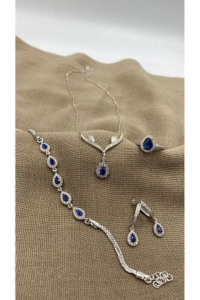 ست نقره سرمه ای زنانه زیرکن SURA SILVER - کد 879293962