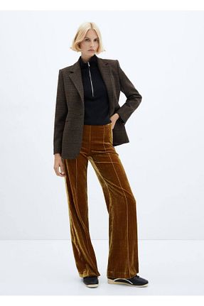 شلوار زرد زنانه مخمل MANGO - کد 763627571
