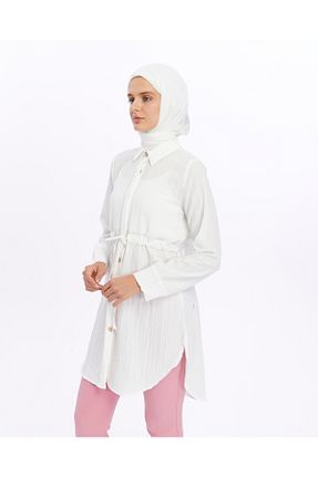تونیک حجاب سفید زنانه پلی استر BRN - کد 879309257