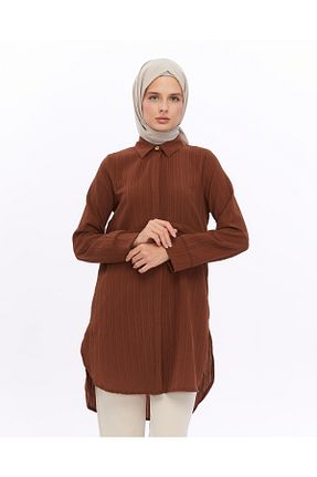 تونیک حجاب قهوه ای زنانه پلی استر BRN - کد 879309183