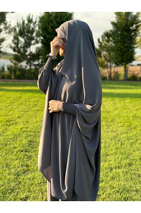 ست بالاتنه و پائین تنه حجاب طوسی زنانه Çan Bayram Giyim - کد 879326944