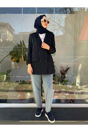 کت حجاب سرمه ای رگولار QOOQ STORE - کد 879334408