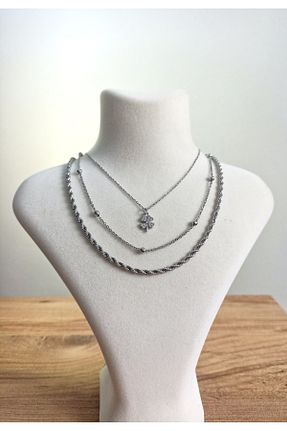 گردنبند استیل ( فولاد ) طوسی زنانه استیل (فولاد) Youqa Atelier - کد 879340691