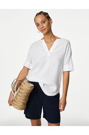 بلوز سفید زنانه ساده Marks & Spencer - کد 831676567