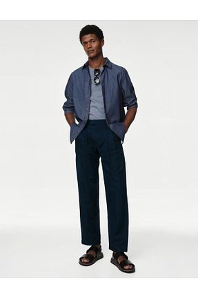 شلوار سرمه ای مردانه پنبه ای Marks & Spencer - کد 831328521