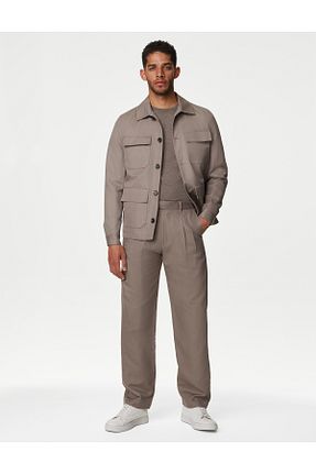 شلوار قهوه ای مردانه پنبه ای Marks & Spencer - کد 834445228