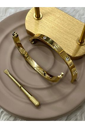 دستبند استیل (فولاد) طلائی زنانه استیل (فولاد) YASİN TOPÇU - کد 879389239