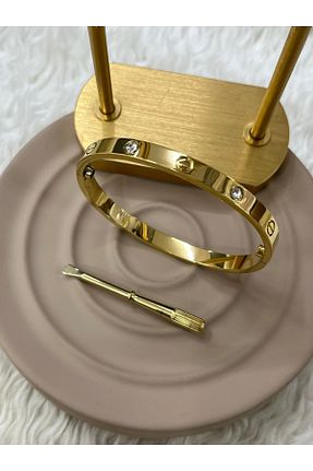 دستبند استیل (فولاد) طلائی زنانه استیل (فولاد) YASİN TOPÇU - کد 879389239
