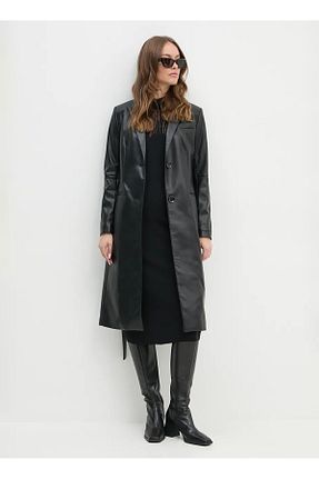 پالتو پشمی مشکی زنانه بدون آستر Sisley - کد 879398536