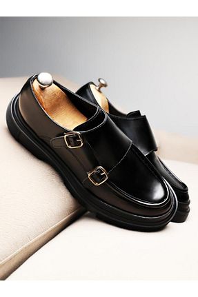کفش کلاسیک مشکی مردانه چرم خالص İBAY - کد 879409807