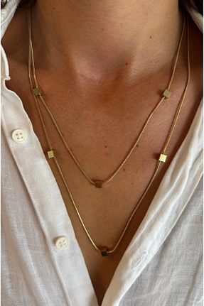 گردنبند استیل ( فولاد ) طلائی زنانه استیل (فولاد) Ünlü Butik - کد 879405212