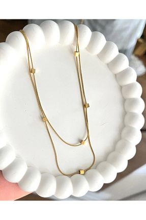 گردنبند استیل ( فولاد ) طلائی زنانه استیل (فولاد) Ünlü Butik - کد 879405212