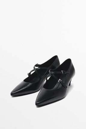 کفش پاشنه بلند کلاسیک مشکی زنانه چرم خالص Massimo Dutti - کد 879411066