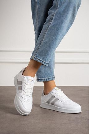 کفش اسنیکر سفید زنانه بند دار galya shoes - کد 797335298