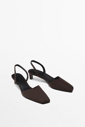 کفش پاشنه بلند کلاسیک زرشکی زنانه چرم خالص Massimo Dutti - کد 879411632