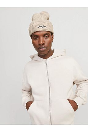 کلاه پشمی بژ زنانه پنبه ای Jack & Jones - کد 879436471
