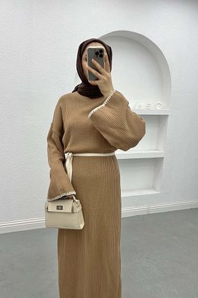 لباس قهوه ای زنانه تریکو Pardesü Dünyası - کد 879436933