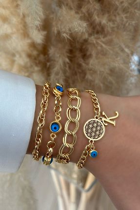 دستبند جواهر طلائی زنانه برنجی Trendy Butik - کد 873416998