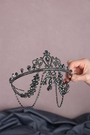 تاج طوسی زنانه سنگ کریستال Hayalperest boncuk - کد 881906568