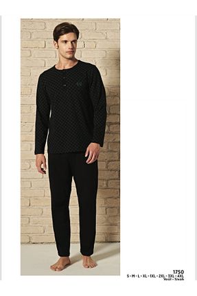 ست لباس راحتی مشکی مردانه Puantiyeli Feyza Pijama - کد 879532866