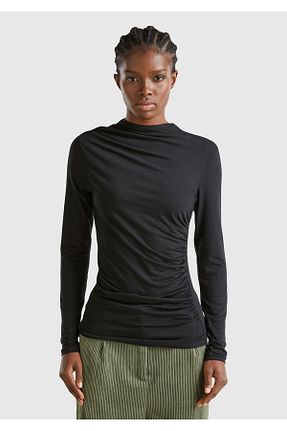 سوئیشرت مشکی زنانه ساده United Colors of Benetton - کد 879814017