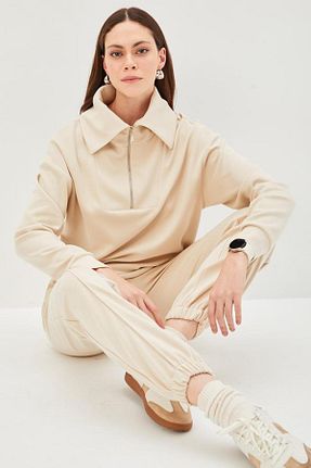 سوئیشرت بژ زنانه ساده Allyco - کد 879550853