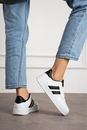 کفش اسنیکر سفید زنانه بند دار galya shoes - کد 797327536