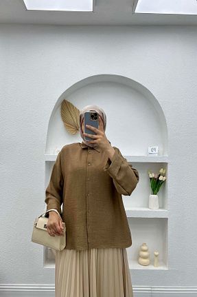 پیراهن قهوه ای زنانه رگولار Pardesü Dünyası - کد 827676635