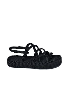 صندل مشکی زنانه پاشنه تخت Fox Shoes - کد 35778107