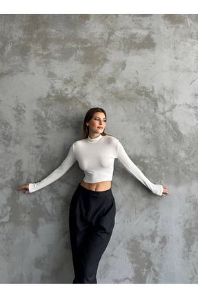 بادی سفید زنانه یقه ایستاده MODA - کد 879929805